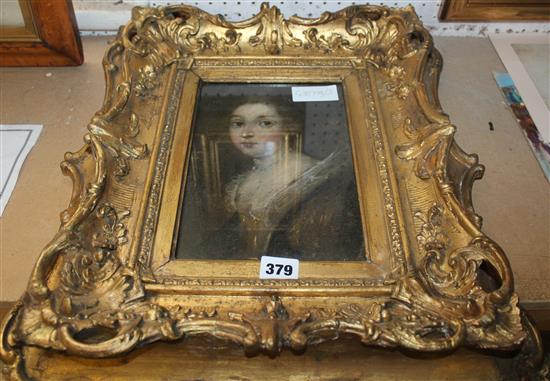 Painting of lady in ornate frame